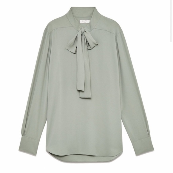 Aritzia Tops - ARITZIA Babaton Piero Pussy-Bow Blouse in Sage Green